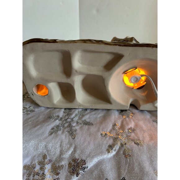 Ceramic Christmas Village Light-Up House With Santa & Snowmen Large Vintage - Picture 5 of 12